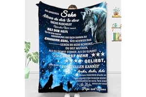 ACCZ Personalisierte Decke für Sohn von Mama und Papa, Kuscheldecke Flauschige Geschenke An unseren Sohn, Geburtstagsgeschenk für Sohn, Junge Geburtstags Abschluss-Geschenke