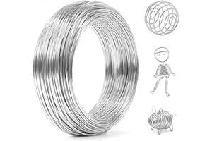 Redamancy 1mm Fil d'Artisanat en Aluminium, 50m Fil Aluminium, Fil Métallique de Sculpture, Flexible Pliable Fil d'Artisanat pour Modélisme de Vélo, Fabrication de Bijoux, Tissage et Emballage