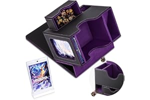 Jofuni Commander Deck Box for MTG – 4 in 1 Trading Card Storage Box for TCG, Fits 100-120 Cards, Dice Rolling Function, Magnetic Closure, 35pt Magnetic Card Holder – Gift for Man, Black Purple