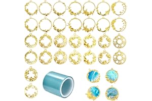 Allazone 32 Pz Telaio Ciondoli Fiori Gatti Farfalle Telaio Ciondoli Lunetta 16 Stile Oro Ciondoli Telaio Ciondoli Lunetta Tema del Mare per Colata di Resina, Orecchini per Collane Che Fanno Forniture