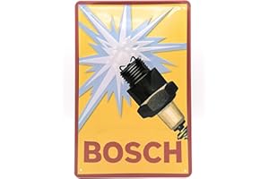BIRSPPY Florsol Retro Werkstatt-Blechschild mit Bosch Zündkerze Motiv, hochwertig geprägtes Vintage Werbeschild, Türschild, Wandschild, Dekoration, 30 x 20 cm