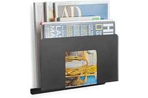 ETTERR Revistero de Pared. Organizador escritorio de Revistas, Archivador, Carpeta archivadora, Papel A4, Folios A4, Cocina, Material oficina. Recibidores de entrada. Estanteria baño. (Negro, 1 Unidad)