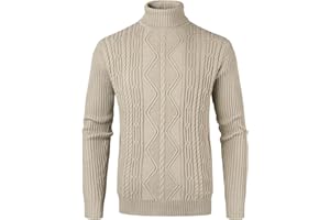 Yukirtiq Maglione da Uomo a Collo Alto Invernale Maglia Manica Lunga Casual Basic Maglione Dolcevita Maglioni Costine