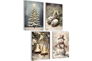 MOJOLIVING Ensemble d'images d'hiver - Ensemble de posters de décoration de Noël - Poster mural de Noël - Images d'hiver - Images murales de Noël - Poster esthétique (cloche)