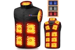 NEEMOSI Beheizbare Weste Heizweste 3 Einstellbar Temperatur,15 Zonen Heizung Beheizte Jacke Winter Jacken mit Heizung für Herren Damen Wandern Jagd Camping Skifahren(Ohne Powerbank)