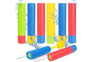 HONGCI 6pcs Foam Water Guns Water Pistols for Kids Water Blaster Shooters Push Pull Type Foam Water Squirter Water Gun Summer Outdoor Beach Pool Water Toys for Kids Toddlers Boys Girls