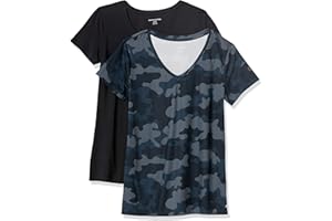 Amazon Essentials Women's Active Quick Dry Tech Stretch Short-Sleeve V-Neck T-Shirt (Available in Plus Size)