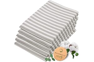 ‎ZOLLNER ZOLLNER 5er Set Geschirrtücher Baumwolle in 50x70 cm - saugstarke und langlebige Küchentücher - waschbar bis 60°C – in grau gestreift- Gastronomiequalität - Oeko Tex® Zertifiziert