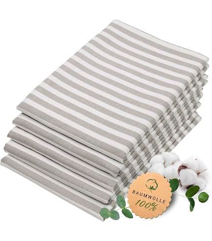 BUTLERS 3er Set Geschirrtücher Baumwolle - LOFT - | Farbe Grau - 50x67 cm - Küchentücher zum Abtrocknen von Besteck - Spültücher für Gläser