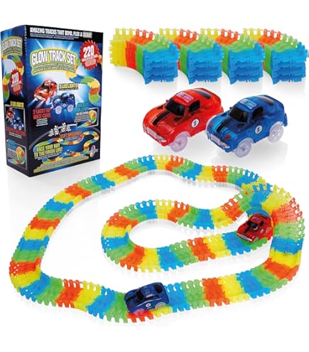 Amazon Glowing Race Track Toy Kids Magic Tracks 128 Pieces Glow In