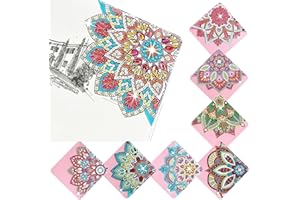 CharySim Lot de 8 marque-pages de peinture diamant lotus 5D Diy strass signet kit de broderie diamant perles pour femmes, Noël, Saint-Valentin, remise des diplômes, cadeau d'anniversaire
