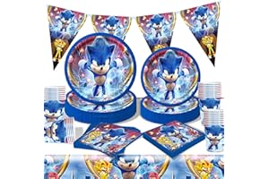 Forfamy Set Festa Compleanno Bambini, Kit Compleanno Piatti Carta, Bicchieri Carta, Tovaglioli, Tovaglie, per Addobbi Festa di Compleanno (A)