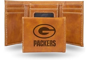 Rico Industries NFL Laser Engraved Tri-Fold Wallet, Brown