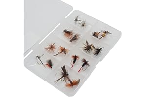 BESTCITY Set de clips para pesca de trucha para río y corriente, 16 moscas, pack nº 335, caja con cierre