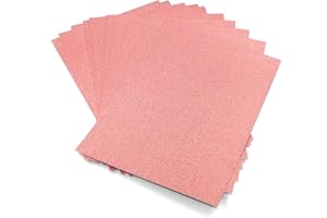 SIXSTORE Lot de 10 feuilles de papier cartonné pailleté A4 250 g/m² - Couleurs mélangées - Pour loisirs créatifs et décoration (or rose)