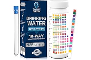 DIPSTIK All-New 18 in1 Drinking Water Test Kit-125 Water Quality Test Strips for Well Tap Test Kit,Water Testing Strips for Home Drinking Water Testing,Hardness,Chlorine, Lead,Iron, Copper,Fluoride