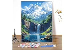 MEIYUDA Paint by Numbers for Adult Landscape, DIY Canvas Oil Painting Kit for Beginner Mountain River, Arts and Crafts Kit Acrylic Pigment Drawing Paintwork for Home Wall Decor 30x40cm(Without Frame)
