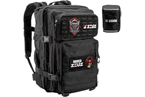 ZEUZ Sac à dos tactique Fitness & CrossFit Femmes & Hommes - Sac à dos - Sac de Sport - Militaire Army Bag - Sac Sport - 45 Litres - Noir, schwarz., Normaal