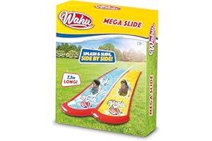 WAHU Doble Pista Deslizante, Juego para aire libre niños y niñas, Diversión refrescante para todo el verano, 750 cm de largo, Multicolor