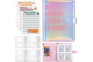 TIOODRE Geld Sparen Challenge, A5 Sparbuch für Geld Challenge 100 Envelope Saving Challenge Sparchallenge Budgetplaner mit 25 Geldumschläge 3 Markierungskarten Und Stift Geld Organizer für Schule Zuhause