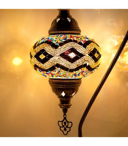Samarkand-Lights Mosaik-Stehlampe – Orientalische Tischlampe, Höhe 42 Cm, Für E14 Birnen | Handgefertigt, CE-geprüft