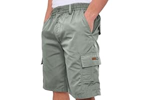 LABEL APPAREL Mens Cargo Combat Shorts Casual Cotton Elasticated Waist Regular Fit Cargo Short Workwear Half Pants