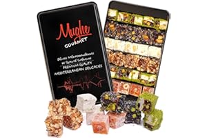 ‎MUGHE GOURMET Luksusowa sułtanowa pistacja turecka rozkosz Cukierki Pudełko na prezent, prezenty noworoczne, świąteczne słodkie przysmaki, przekąska prezentowa dla taty, mamy, kosze urodzinowe, średni rozmiar 1,44 funta ℮ 650 g. MUGH GOURMET