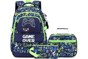 Makukke Kids School Backpacks Set for Boys, Gamer School Bag Teens with Lunch Box Pencil Case for Elementary Middle Student