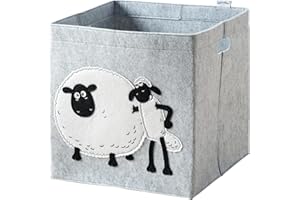 LIFENEY meets Shaun das Schaf Aufbewahrungsbox für Kinder – Filz-Box mit dem kultigen Schaf zum Verstauen von Spielzeug – 33 x 33 x 33 cm passend für klassische Würfelregale