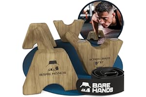 BARE HANDS Puños para flexiones – 2 agarres de madera antideslizantes para flexiones de flexiones – Calistenia Equipment para interior y exterior – Ideal para paradas de manos y flexiones