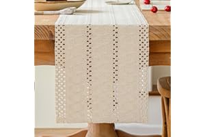 Avalune Camino de Mesa Moderno Beige Rustico Centro de Mesa Decorativo Salon Pequeño Estrecho Lavable Caminos de Mesa para Boda Fiesta Hogar Cocina Mesa de Comedor Decoración 30x180 cm