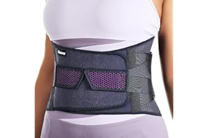 Fitomo Ceinture Lombaire Femme avec 7 Supports Métalliques, Ceinture Dorsale Femme Pour Sciatique, Hernie Discale, Scoliose, Ajustable et Respirant