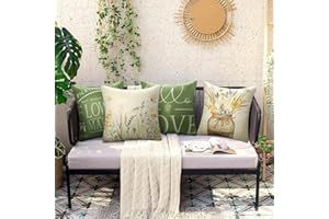 HANRUNSI Outdoor Kissenbezug Wasserdicht Kissenbezüge 50 x 50 cm Blumen Kissenbezüge Frühling Schmetterling Blau Blumen Kissenbezug Patio Garten Sommer Kissenhülle Leinen Dekorativ Kissen Home Dekor für 4er