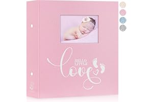 Lanpn Baby-Fotoalbum, 10,2 x 15,2 cm, 600 Taschen, Leineneinband, Neugeborenes Bebe Erinnerungsbuch, Fotobuch für 600 horizontale und vertikale Bilder, Bilderalbum mit Frontfenster, Geschenk für