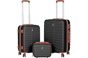 T-LOVENDO.ES Juego o Set de 3 Maletas de Viaje - 4 Ruedas Dobles giratorias - Neceser - Maleta de Cabina - Equipaje de Mano - Cerradura TSA - Ligeras - ABS - Ryanair - Resistentes - Ligeras - Asa telescópica