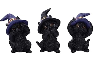 Nemesis Now Statuetta di Gatto Nero con Scritta Three Wise Familiars See Hear Speak No Evil, Resina, 9.2cm