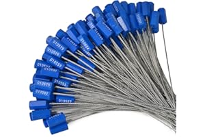 Lzbignun 100pcs Numbered Security Cable Seals Tamper-Evident Steel Wire Seal Tags Pull-Tite Metal Wire Seals Self-Locking Shipping Tags (Dark Blue)