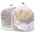 2 Packs Laundry Mesh Bags, Drawstring Net Laundry Bag for Washing Machine, Mesh Wash Bags, Heavy Duty Dirty Clothes Washing Machine Bag, Travel Washing Bag for Cloths Blouse Underwear(50x60/60x80cm)