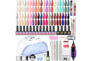 ‎PEACECOLOR Peacecolor 40 Stück UV Nagellack Gel Set mit Lampe 110W Elektrische Nagelfeile 20000 U/min, Base und Top Coat Matt Top Coat, Gel Nagellack Starter Set Maniküre Sets für Nageldesign