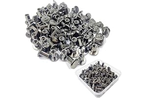 JXPXJMY 50 PCS Kit di Rivetti in Acciaio al Carbonio per la Rilegatura di Chicago, Rivetti a Ledger per la Decorazione Della Cintura di Rilegatura dei Bagagli (Nero lucido, M5*8)