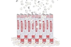 Party Factory Set de 10 Party Popper, 40 cm, confettis Roses Blancs, jusqu'à 8 m de Hauteur d'effet, Pluie de confettis pour Mariage, Saint-Valentin ou Anniversaire