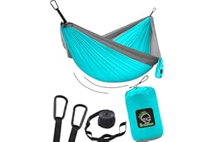 ‎GRASSMAN Hängematte Camping - Ultraleichte Outdoor Hängematte, Perfektes Camping Geschenke, Camping Hängematte Outdoor, Hängematte 1 Person mit Baumgurten + Karabiner