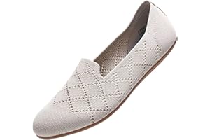 Puxowe Damen Ballerina Flache Schuhe Runde Zehe Strick Kleid Schuhe Niedriger Keil Slip On Ballerina Walking Flats Schuhe für Frauen Bequem Weich