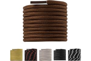 LARGERED Round Shoe Laces Work Boot Laces Heavy Duty, Durable Thick 4mm Shoelaces for Trainers Shoes Walking Hiking Boots, Replacement Round Lace Rope Laces for Men Women, 90-180CM