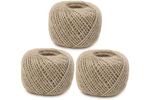 KATLKIU 3 x 80 metri di spago di juta naturale - 240 Metri Totali, spessore 2 mm, decorazioni in canapa per confezioni, fioreria, cucina, Natale e decorazioni