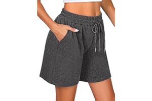 Uniexcosm Pantalón Deportivo Mujer Corto Pantalones Deporte Mujer Verano Casuales con Bolsillos Pantalones de Chándal con Cordón para El Hogar Fitness Jogging
