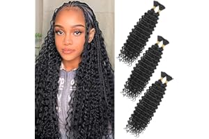 CAZSYSDD Deep Wave Bulk Hair for Braiding 18 inch No Weft Deep Wave Bundles Curly Braiding Hair Extensions for Boho Braids and Wavy Braiding 2 Braids Per Pack (1B, 18inch (3pack))