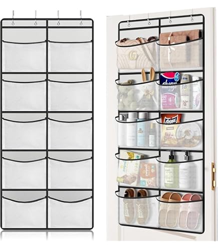 Organizer Appendibile Per Armadio - 4 Sacche Trasparenti, Per Camera, Ufficio O Porta, Nero - Foto 12