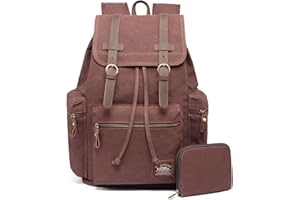 KAUKKO plecak szkolny w stylu vintage/retro - stylowy plecak o dużej pojemności do aktywności na świeżym powietrzu - podróżowania i wędrówek - dla kobiet i mężczyzn, Kawa P2-1-21, Rozmiar uniwersalny, casual