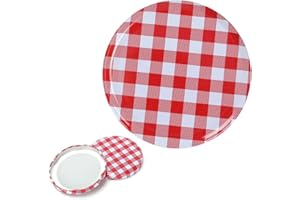 MorNon 100 Stück Twist Off Deckel Ersatzdeckel Verschlüsse Schraubdeckel für Sturzgläser to 82 mm Sturzglas Passend für 230/350 / 435 ml / 565 ml Einmachgläser Einkochgläser Rot Karriert